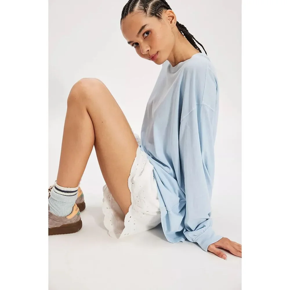 Free people We The Free Perfect Oversized long sleeve Tee blue S NEW